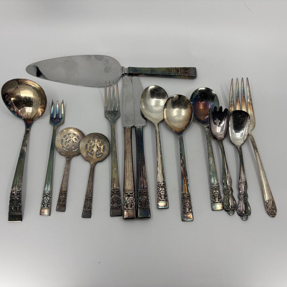 Vintage Silverplate Flatware Serving Utensils Lot Of 15 Community Plate Rogers